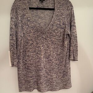 Talbots Blue-Gray 3/4 Sleeve V-Neck Top